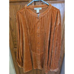 NEW Womens Plus Size 4xl / XXXXL Orange Heavier Weight Button Down Shirt